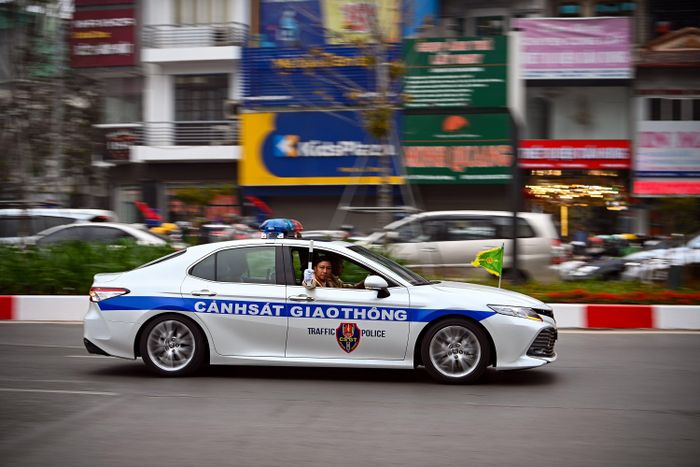  CSGT giao thông dẫn đoàn tham gia đưa đón đoàn đại biểu. Việt Linh. 