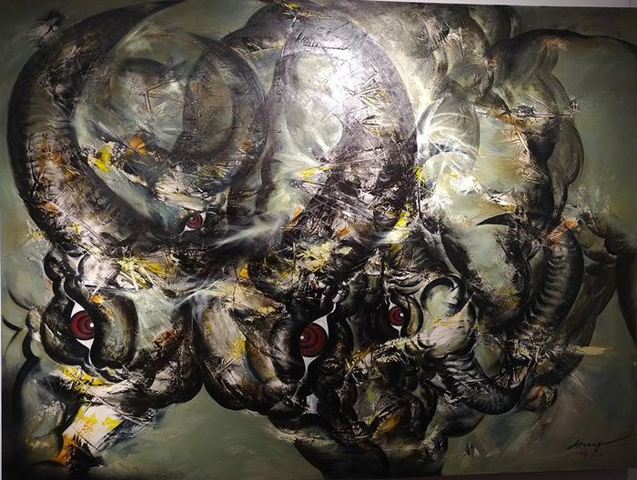Chọi trâu 6 - Sơn dầu (140 x 120 cm)