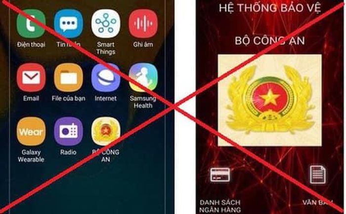 Giao diện app giả mạo Bộ Công an (Ảnh BCA)