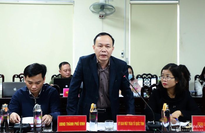 Đại diện lãnh đạo thành phố Vinh phát biểu ý kiến. Ảnh: Thành Duy