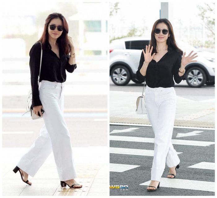  Son Ye Jin đặc biệt yêu thích gam màu trắng. Những món đồ như áo sơ mi, áo thun kẻ sọc hay đầm voan nữ tính trong gam màu này đều giúp cô trông trang nhã hơn. Chiều cao không quá nổi trội nhưng nhờ sự tinh tế trong cách lựa chọn trang phục, ngôi sao Hạ cánh nơi anh luôn thu hút khi xuất hiện trước công chúng. 