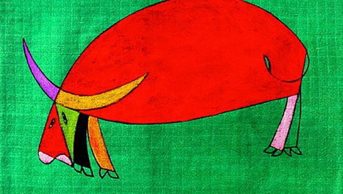 Trâu - tranh bột màu Lê Thiết Cương
