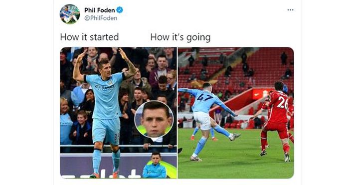 Dòng chia sẻ của Foden trên Twitter cá nhân