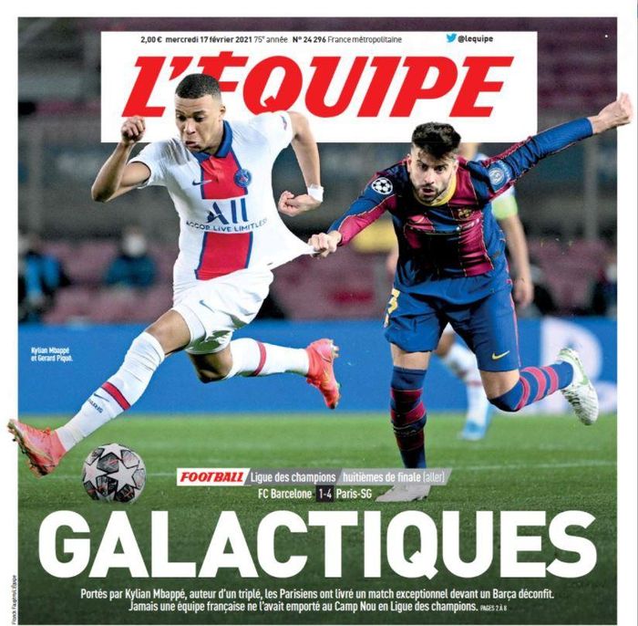  Barca chỉ biết đuổi theo Mbappe. Ảnh: L'Equipe. 