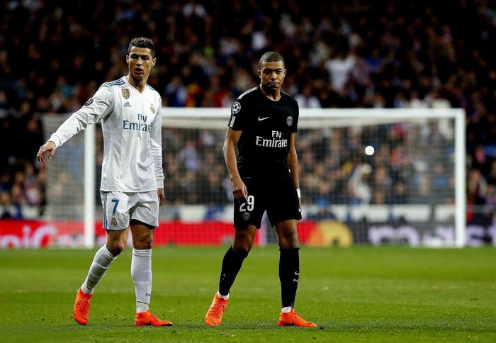  Ở vòng 16 đội Champions League mùa 2017/18, PSG và Mbappe đối đầu Real. Ronaldo và Real đều giành chiến thắng trong cả trận đấu lượt đi và về ở vòng 16 đội. Ảnh: Getty.