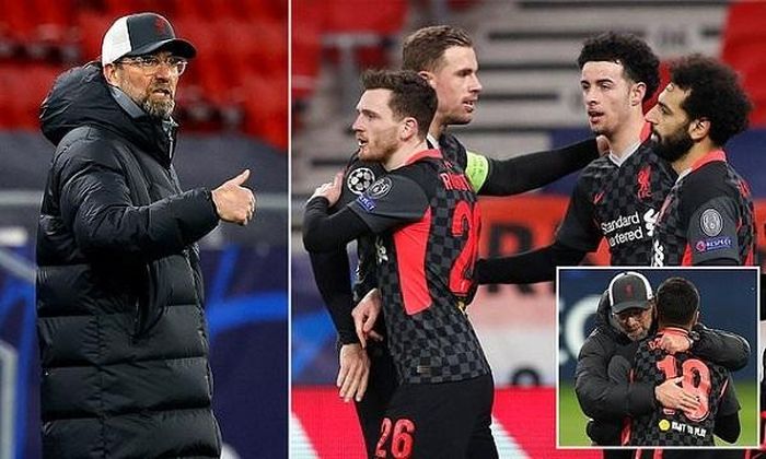 Liverpool tưng bừng “nhận quà” trên sân của Leipzig. Ảnh: Daily Mail