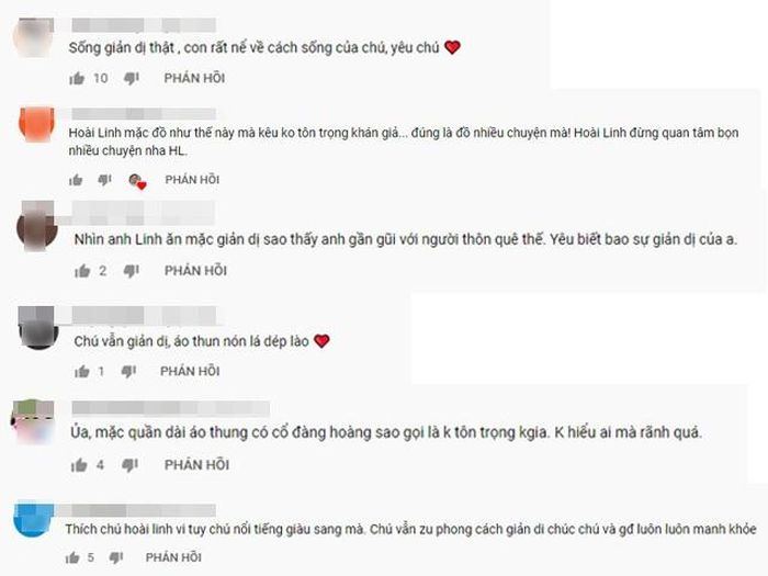 Bên dưới video làm vườn và hái khổ qua của danh hài, không khó để tìm thấy những lời khen có cánh cho gout ăn diện "quê" mà gần gũi, thân thương.
