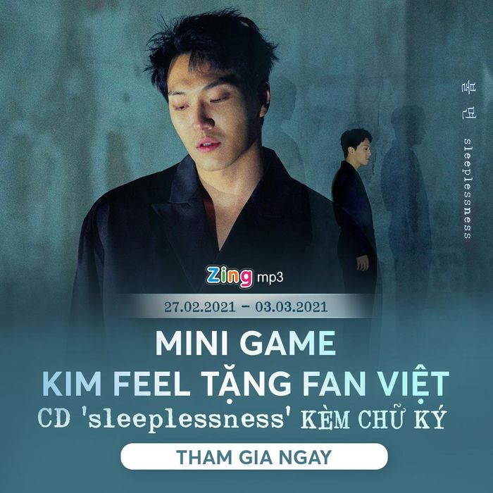 Kim Feel tặng fan Việt đĩa CD “sleeplessness” kèm chữ ký thông qua Zing MP3. Ảnh chụp màn hình