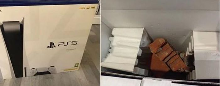 Có người từng đặt mua máy PS5 mà lại nhận được cục gạch. Ảnh: Twitter.