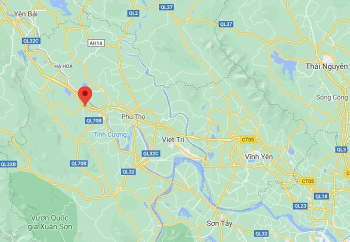 Tai nạn xảy ra trên cao tốc Nội Bài - Lào Cai đoạn qua huyện Cẩm Khê, Phú Thọ. Ảnh: Google Maps.