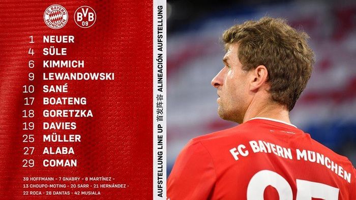 Đội hình xuất phát của chủ nhà Bayern Munich