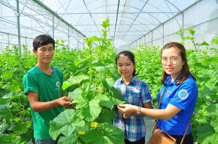 Phượng Thư (bên phải) cùng 2 bạn Yến Vy – Đức Xuân
