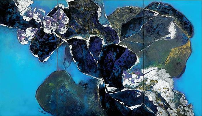 Tác phẩm "Trừu tượng 4" (sơn mài, 120cm x 210cm, 2020) của Nguyễn Hoài Hương