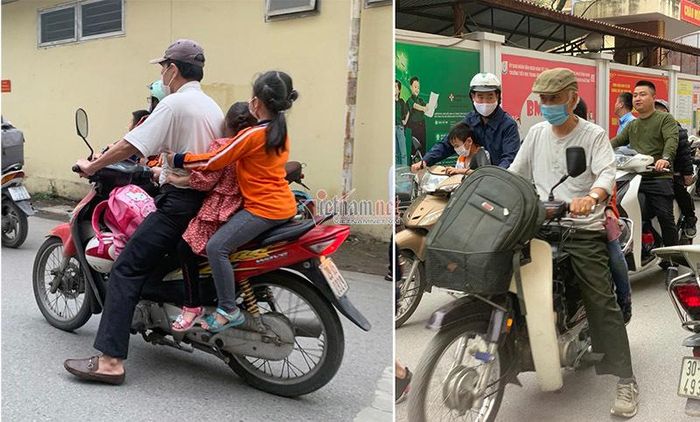 Đầu giờ cao điểm sáng và chiều là khoảng thời gian mà người cao tuổi đi xe ra đường nhiều nhất. (Ảnh: Hoàng Hiệp)