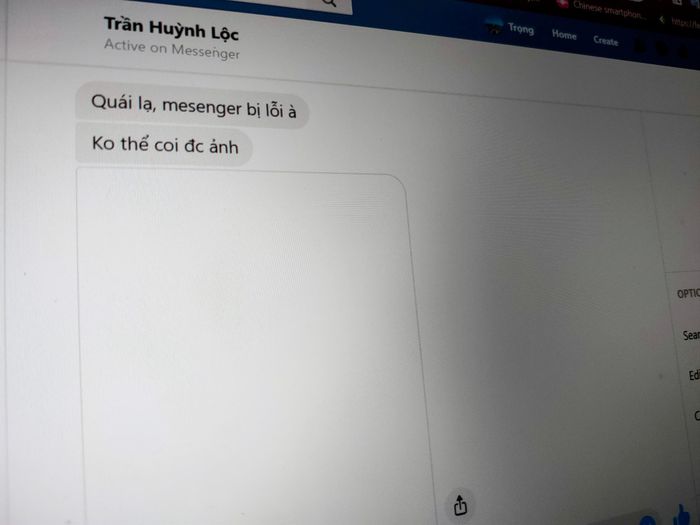  Khi Facebook gặp vấn đề, lỗi dễ thấy nhất là gửi ảnh qua tin nhắn không được. Ảnh: Lê Trọng. 