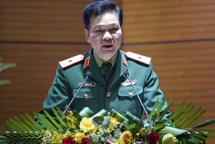 Thiếu tướng Chu Văn Đoàn phát biểu tại buổi lễ