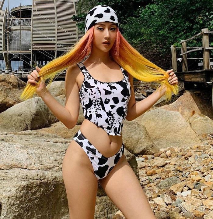 Quỳnh Anh Shyn từng tiết lộ cô thích cảm giác mặc bikini ra biển. Do đó, mỗi khi gần đến hè, cô lại "tậu" nhiều bộ đồ bơi với đa dạng kiểu dáng. Theo Marie Claire, họa tiết động vật vẫn chưa lỗi mốt trong năm nay. Do đó, ngoài kiểu bikini corset như nàng fashionista sinh năm 1996 mặc, bạn có thể chọn họa tiết da báo, rắn, ngựa vằn để vẻ ngoài bớt đơn điệu. 