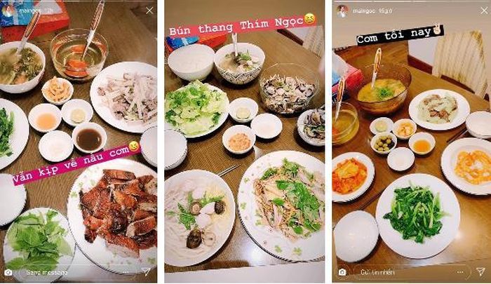Thỉnh thoảng Mai Ngọc còn hào hứng đặt tên cho món, tự tin gọi như ngoài hàng chắc chắn là trình độ bếp núc của nữ MC không phải dạng vừa.