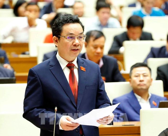 Đại biểu Quốc hội TP. Hà Nội Hoàng Văn Cường phát biểu ý kiến. Ảnh: Doãn Tấn - TTXVN