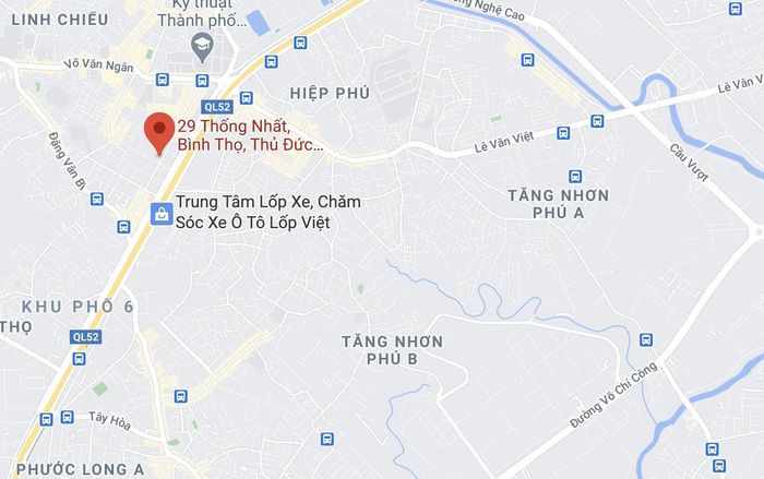Vụ cháy xảy ra tại bãi xe trên đường Thống Nhất, TP Thủ Đức. Ảnh: Google Maps.