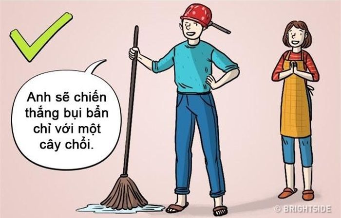 Vì thế, điều bạn cần làm là hãy khiến những công việc nhà nhàm chán trở nên thú vị và vui vẻ hơn. Sau khi dọn dẹp xong, nếu quá mệt, bạn có thể tự thưởng cho mình một chiếc pizza hay một ly cà phê ngon thay vì cố nấu cho xong bữa tối.