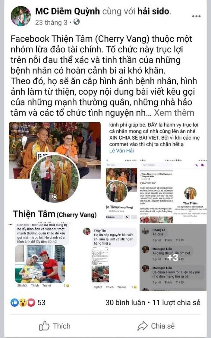 Một người dùng facebook đã cảnh báo chiêu trò của nhóm lừa đảo.