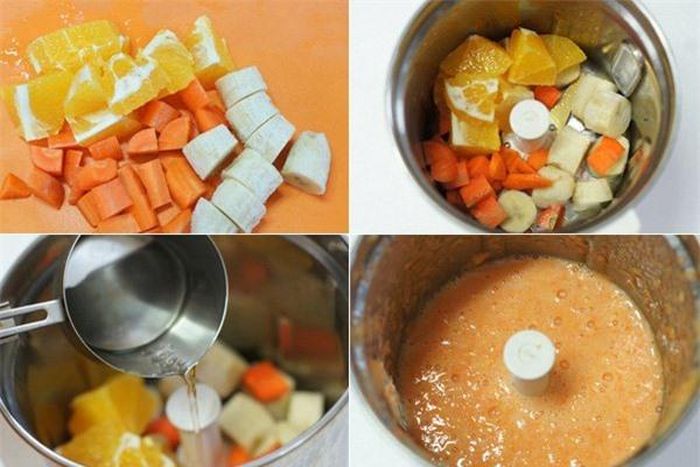  Hướng dẫn làm sinh tố cà rốt, chuối và cam.