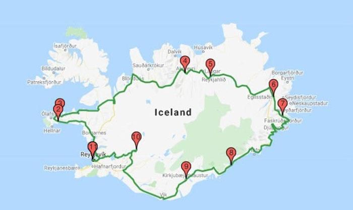  Du khách có thể lái xe vòng quanh Iceland trong chưa đầy 24 giờ. Đường Vành đai (Ring Road) là một lộ trình hoàn hảo để khách du lịch có thể thưởng ngoạn phong cảnh và văn hóa của quốc đảo băng và lửa này. Con đường dài 1.332 km trải dài vòng quanh chu vi của đất nước. 