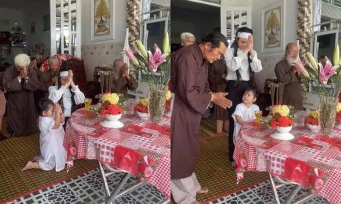 Lễ cúng 100 ngày cho Vân Quang Long của vợ hai Linh Lan cùng bé Helen.