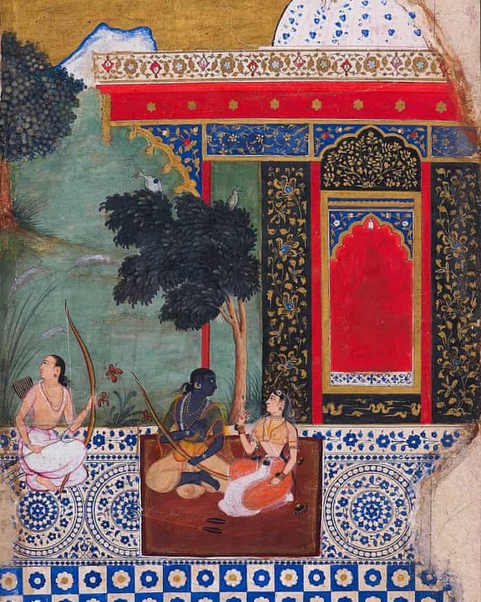 “Vị thần Rama, Lakshman và Sita ở Panchavati, tiểu vương quốc Mughal” (khoảng năm 1595-1600)