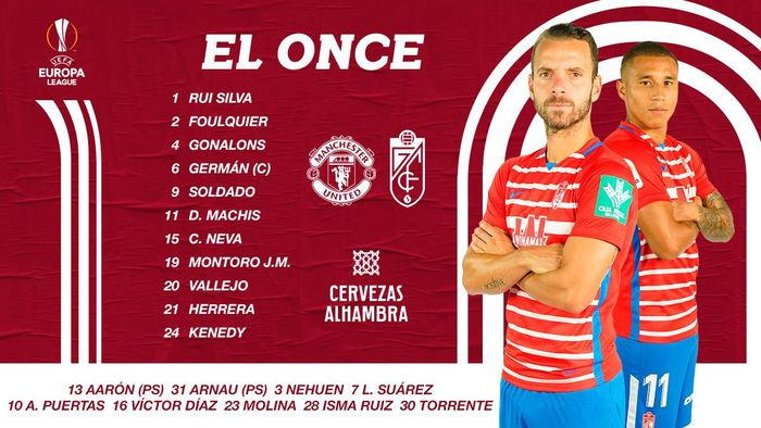 Đội hình ra sân của MU và Granada