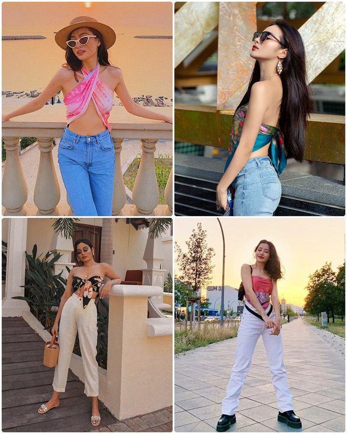 Bên cạnh quần jeans thì bạn cũng có thể phối cùng quần cullote, quần kaki, quần shorts,... miễn là chúng cạp cao để giúp bạn thêm phần tự tin hơn.