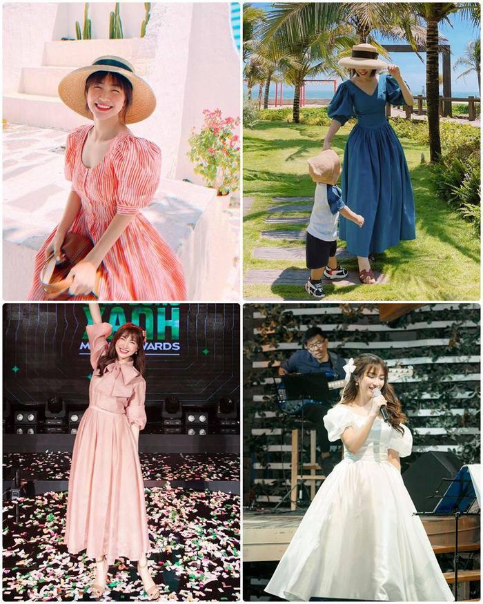 Item này xuất hiện dày đặc trong tủ đồ của nữ ca sĩ. Từ streetstyle cho đến trang phục đi diễn hay lên sân khấu nhận giải đều là bóng dáng của những chiếc váy xòe.
