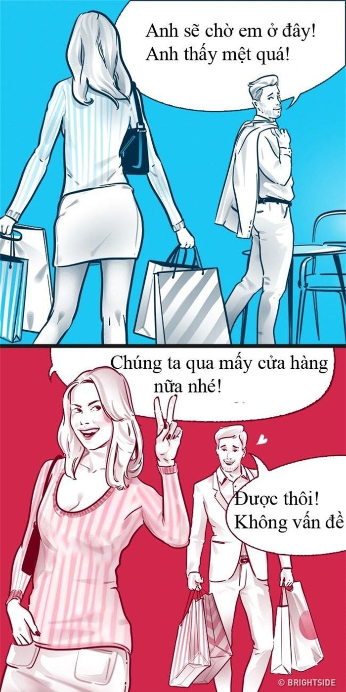 Đi mua sắm: Người đó sẽ vì bạn mà không bận tâm đến sự mệt mỏi, không một chút phàn nàn.