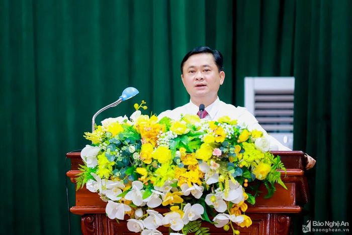 Đồng chí Thái Thanh Quý - Ủy viên Ban Chấp hành Trung ương Đảng, Bí thư Tỉnh ủy phát biểu tại Lễ Công bố quyết định. Ảnh: Thành Duy
