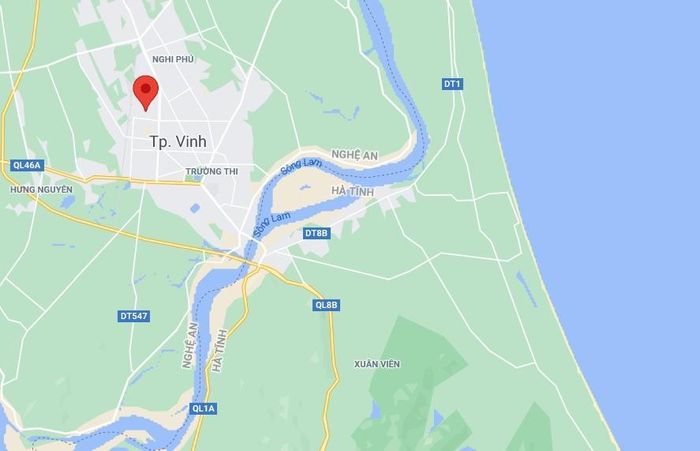 Sự việc xảy ra ở phường Quán Bàu, TP Vinh, Nghệ An (chấm đỏ). Ảnh: Google Maps.