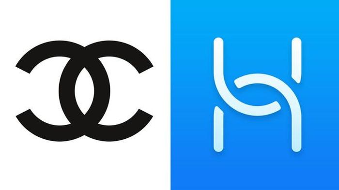 Logo của Chanel (màu đen) và logo của Huawei (màu trắng). Ảnh: VOX