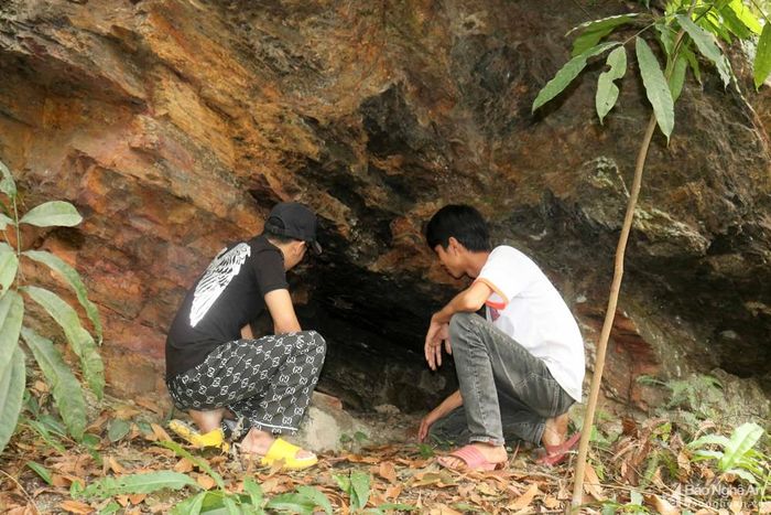 Phía dưới khối đá có 1 cái hang nhỏ. Trời mưa, trẻ em đi chăn trâu hay thường ngồi dưới mái đá để trú mưa. Người dân địa phương không rõ đá Ông Đùng có tên từ bao giờ, chỉ biết rằng đó là một khối đá mang nhiều huyền tích cổ xưa, được xem là đá thiêng ở vùng đất này. Thời gian qua, nhiều người hiếu kỳ cũng về đây "mục sở thị" đá Ông Đùng Ảnh: Huy Thư