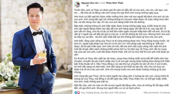 Đại gia U60 viết "tâm thư" trên trang cá nhân, mong muốn thỏa hiệp với Ngọc Thúy để chấm dứt kiện tụng.