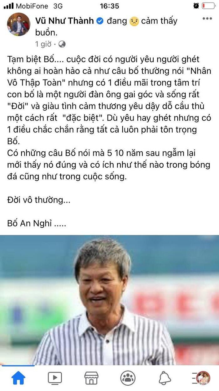 Làng bóng đá Việt bày tỏ tiếc thương trước sự ra đi của HLV Lê Thụy Hải.
