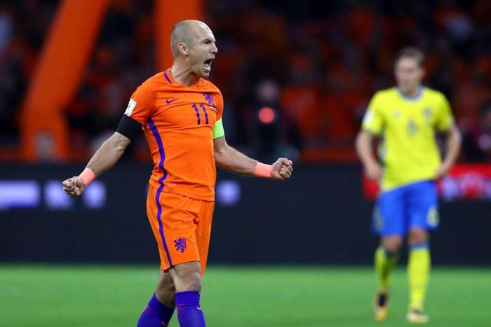 Robben từng là trụ cột ở hành lang phải của tuyển Hà Lan. Ảnh: Getty Images.