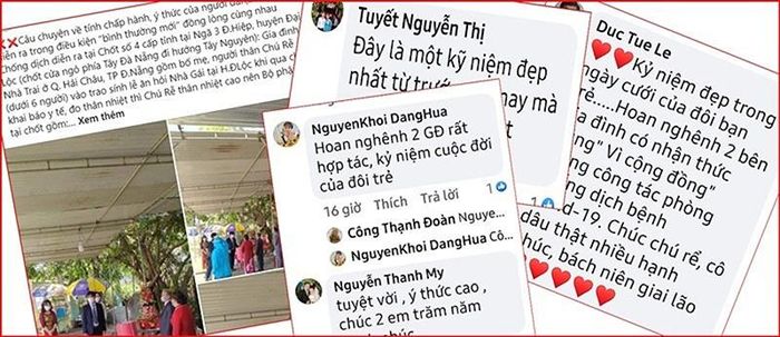 Cô dâu chú rể nhận được cơn mưa lời khen và chúc phúc từ cộng đồng mạng vì ý thức cao trong công tác phòng chống dịch. 