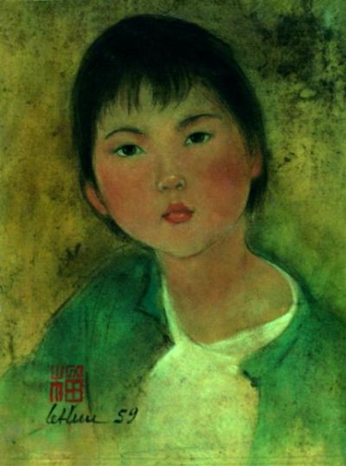 Tác phẩm “Chân dung em bé” sáng tác năm 1959 - tranh lụa của Lê Thị Lựu