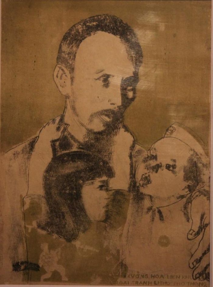 Tác phẩm “Bác Hồ với thiếu nhi” - tranh in năm 1950 của Nguyễn Sỹ Ngọc