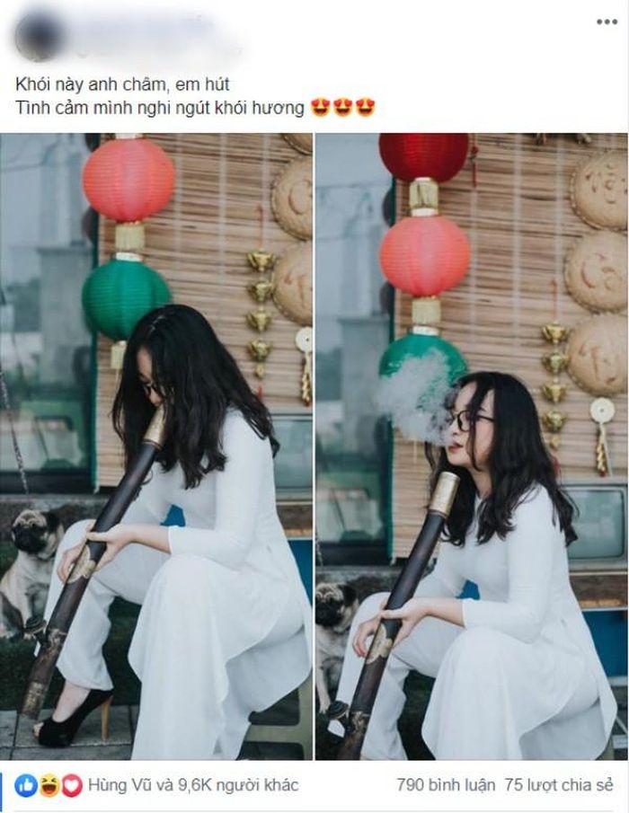 Trước đó cư dân mạng cũng từng ngán ngẩm trước những hình ảnh tương tự , thậm chí còn có cả hình ảnh nữ sinh đang mặc áo trắng và ngồi phì phèo thuốc rất phản cảm.