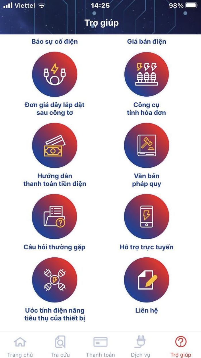  Một số tính năng trong App EVNHANOI