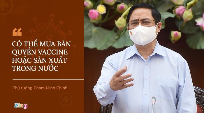  Trong chuyến công tác TP.HCM ngày 13/5, Thủ tướng tới Bệnh viện Đại học Y dược TP.HCM, Bệnh viện Chợ Rẫy để kiểm tra công tác phòng, chống dịch. Nhấn mạnh nguyên tắc tấn công, Thủ tướng nhắc các địa phương, đơn vị chuẩn bị kịch bản cho tình huống có thể xảy ra, đẩy mạnh tiêm vaccine. Đặc biệt, cần có các biện pháp tiếp cận nguồn vaccine đang khan hiếm; nghiên cứu sản xuất bằng hình thức nhanh nhất, có thể mua bản quyền. 