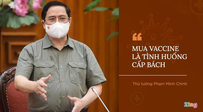  Khi dịch diễn biến phức tạp với số ca nhiễm lớn từng ngày, Thủ tướng triệu tập cuộc họp Thường trực Chính phủ về việc mua vaccine phòng Covid-19 của Công ty Pfizer. Trong bối cảnh khan hiếm trên toàn cầu, Thủ tướng nhấn mạnh việc mua vaccine là tình huống cấp bách, phải được xử lý theo trường hợp đặc biệt. Vì thế, việc lấy ý kiến các thành viên Chính phủ ngay lập tức được triển khai, đa số thống nhất chủ trương này. 