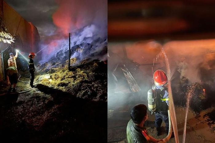 Lực lượng chức năng nhanh chóng có mặt tại hiện trường và tiến hành dập lửa.