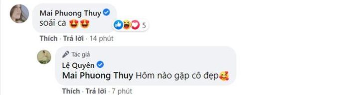 Mai Phương Thúy liền để lại bình luận khen ngợi quý tử nhà Lệ Quyên điển trai